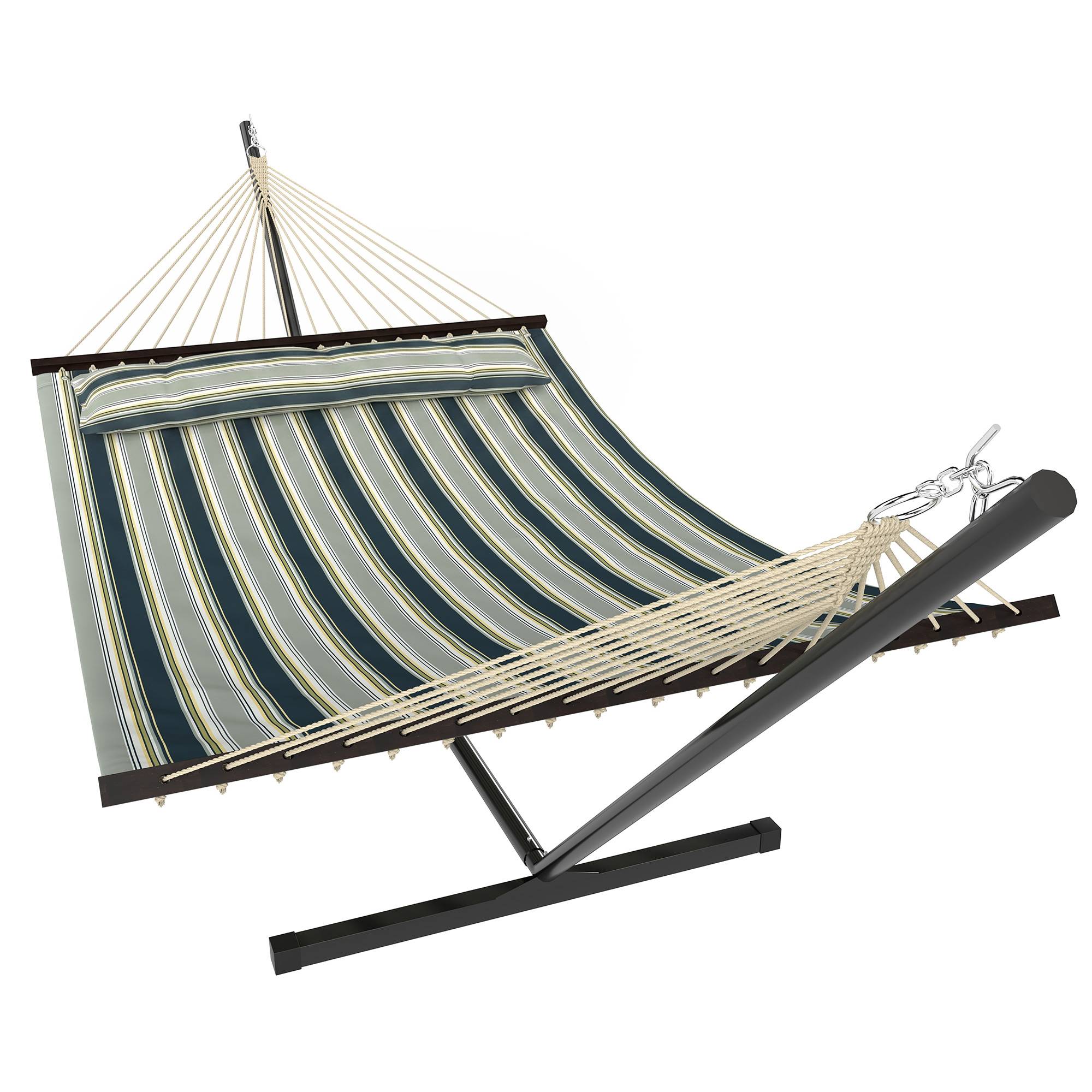 Hamac sur pied acier avec toile pour jardin coussin amovible barres d'écartement 353cm vert - ComfortXL Outdoor Living - Image 2