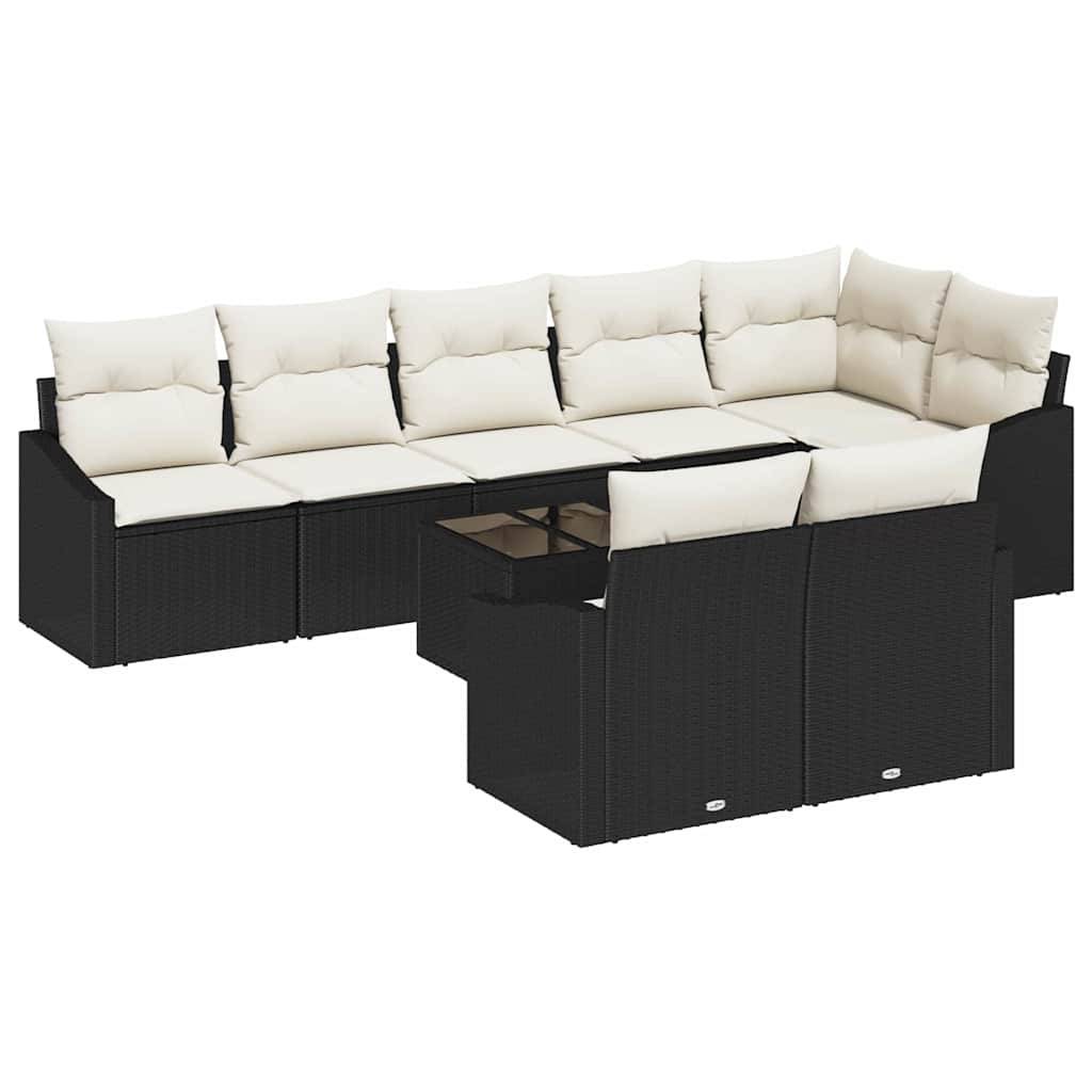 Vidaxl - Ensemble de Canapés avec coussin 9 pcs Noir polyrotin vidaXL 3346777 - Image 2