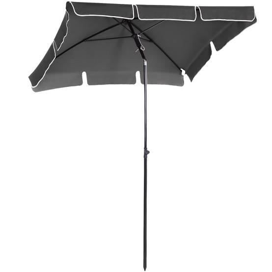 Parasol de jardin Parasol droit rectangulaire inclinable - 198x130x245cm Aluminium Gris fr278 - Image 1