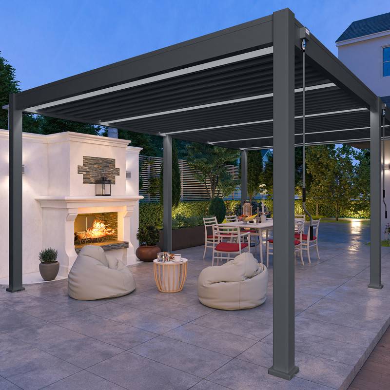 Ombrea - Pergola bioclimatique Ombréa autoportante VS - 4x6M Anthracite + 2 stores - Image 2