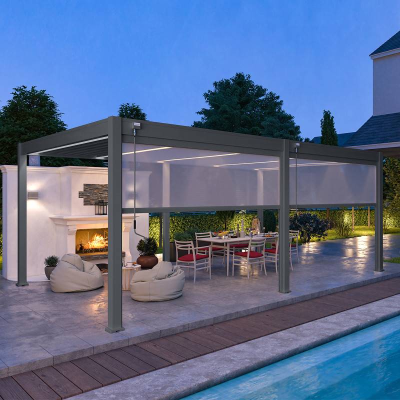 Ombrea - Pergola bioclimatique Ombréa autoportante VS - 4x6M Anthracite + 2 stores - Image 1