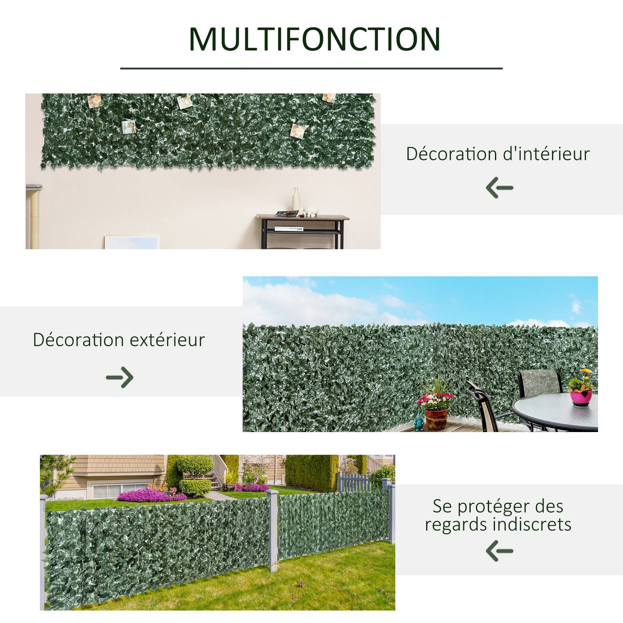 ComfortXL - Haie artificielle brise-vue PE 2,4 x 1 m vert foncé jardin balcon anti-UV - ComfortXL Outdoor Living - Image 6