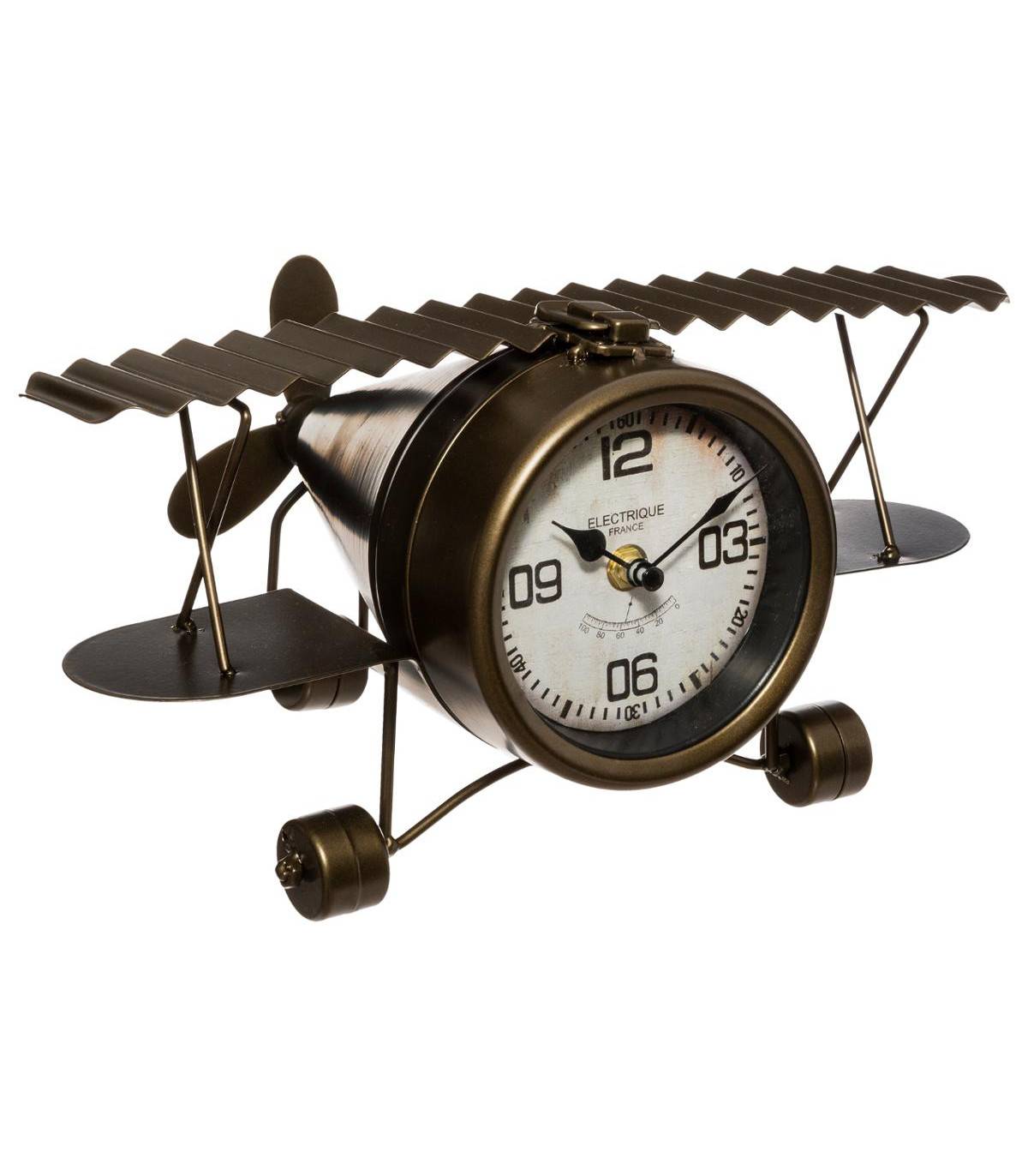Horloge à poser Avion en métal aspect vieilli déco industrielle - Image 1