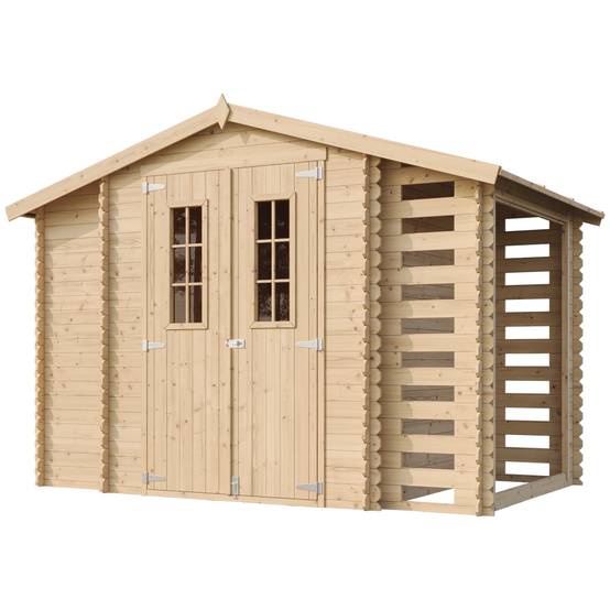 Timbela - Abri de jardin en bois et range bûches extérieur I206xL328xH218 cm / 3,53+0,97+0,97 m² - 19 mm d’épaisseur - Timbela M389C - Image 4