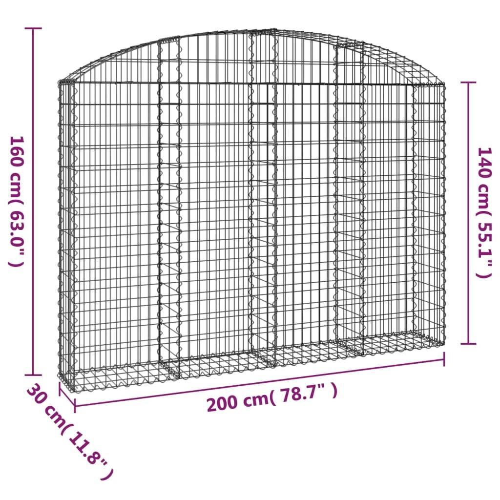 Vidaxl - Panier de gabions arqué 200x30x140/160 cm Fer galvanisé vidaXL 153467 - Image 3
