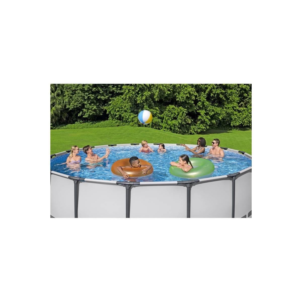 Bestway - Piscine tubulaire Ø 488 x 122 cm BESTWAY hors sol ronde Steel Pro Max™ Pompe Echelle Bache et filtre Inclus - Image 3