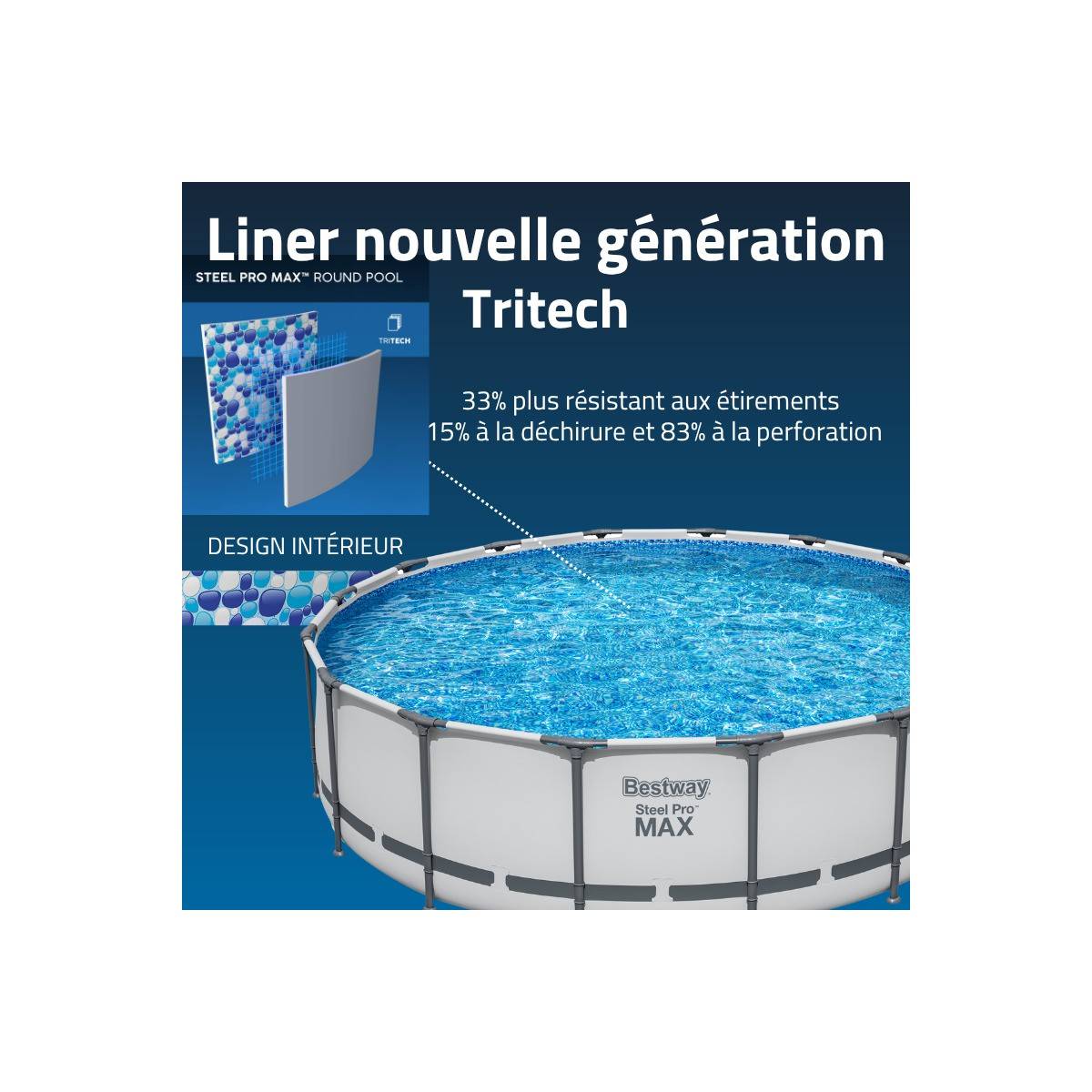 Bestway - Piscine tubulaire Ø 488 x 122 cm BESTWAY hors sol ronde Steel Pro Max™ Pompe Echelle Bache et filtre Inclus - Image 8