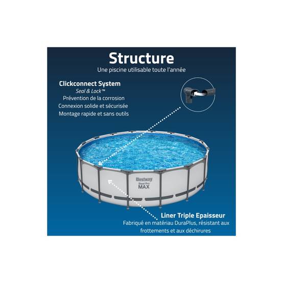 Bestway - Piscine tubulaire Ø 488 x 122 cm BESTWAY hors sol ronde Steel Pro Max™ Pompe Echelle Bache et filtre Inclus - Image 5