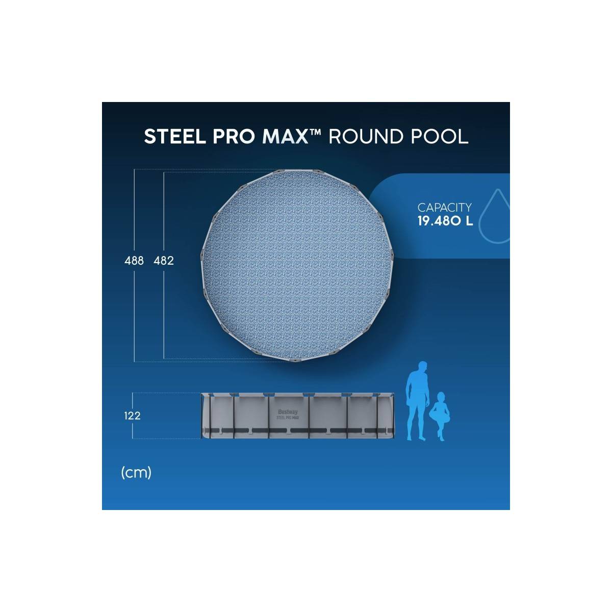 Bestway - Piscine tubulaire Ø 488 x 122 cm BESTWAY hors sol ronde Steel Pro Max™ Pompe Echelle Bache et filtre Inclus - Image 6