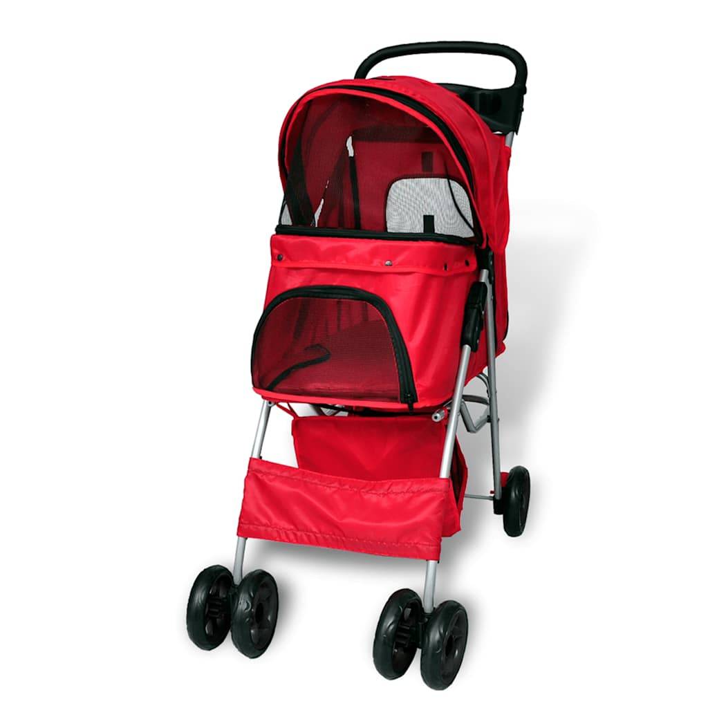 Poussette pour animaux acier et polyester rouge 80 x 37 x 99 cm - PANGIVO - Image 3