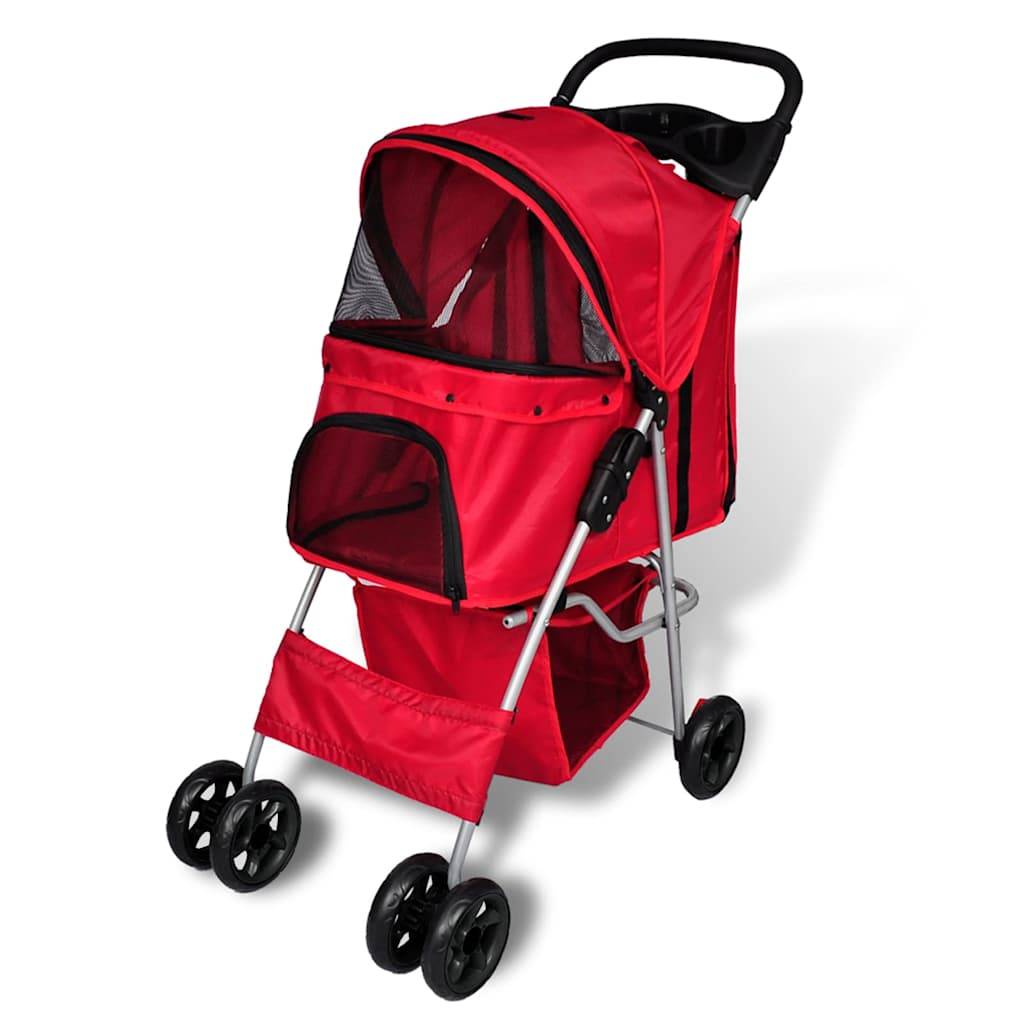Poussette pour animaux acier et polyester rouge 80 x 37 x 99 cm - PANGIVO - Image 1