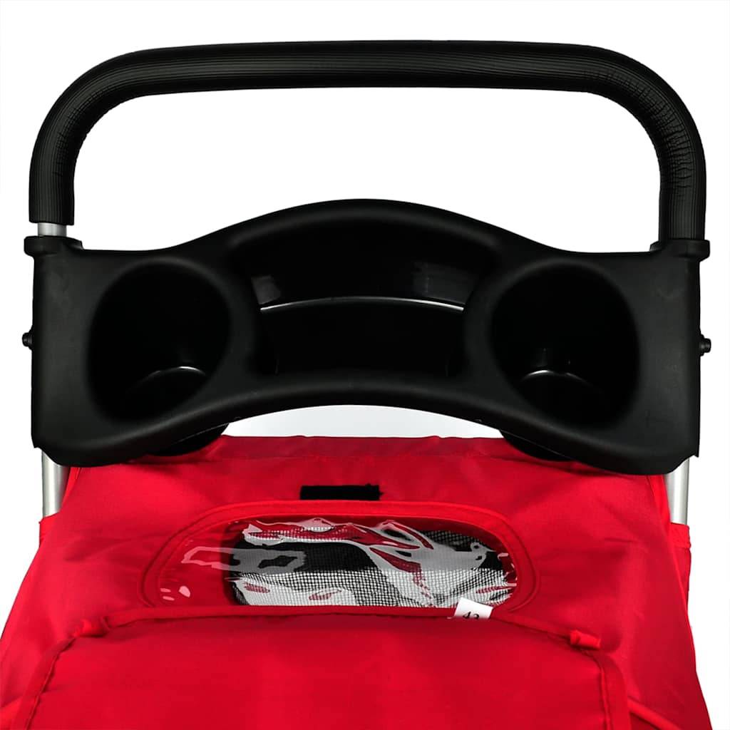 Poussette pour animaux acier et polyester rouge 80 x 37 x 99 cm - PANGIVO - Image 5