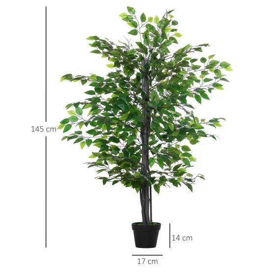 Arbre Artificiel Plante Artificielle ficus H.1,45 m Tronc Branches Liane Lichen Feuilles Grand réalisme Pot Inclus - Image 4