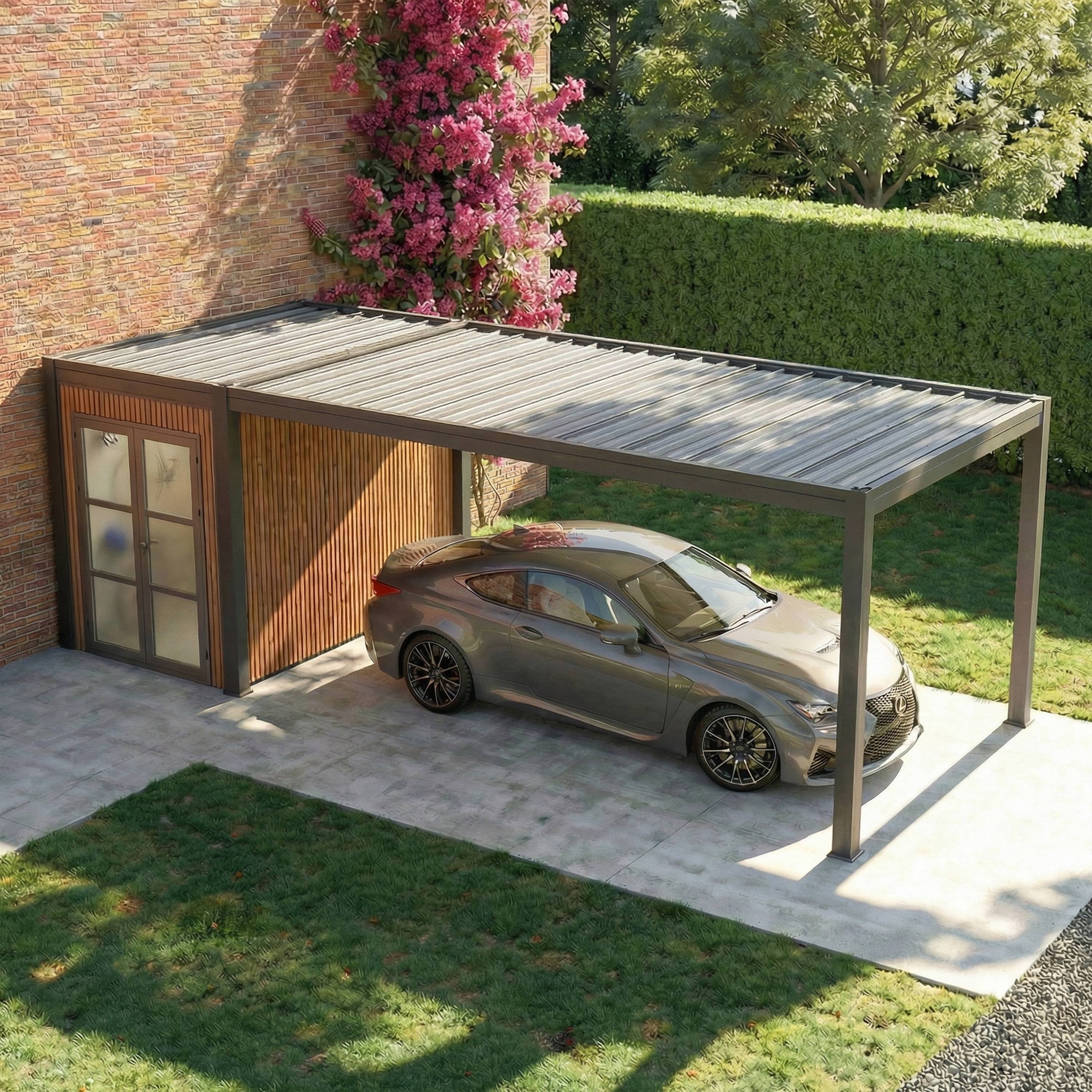 Carport Aluminium DENVER Abri de Jardin Composite Inclus - 330 x 760 cm - 24,94 m² / local 5 m² - 1 Voiture - Image 3