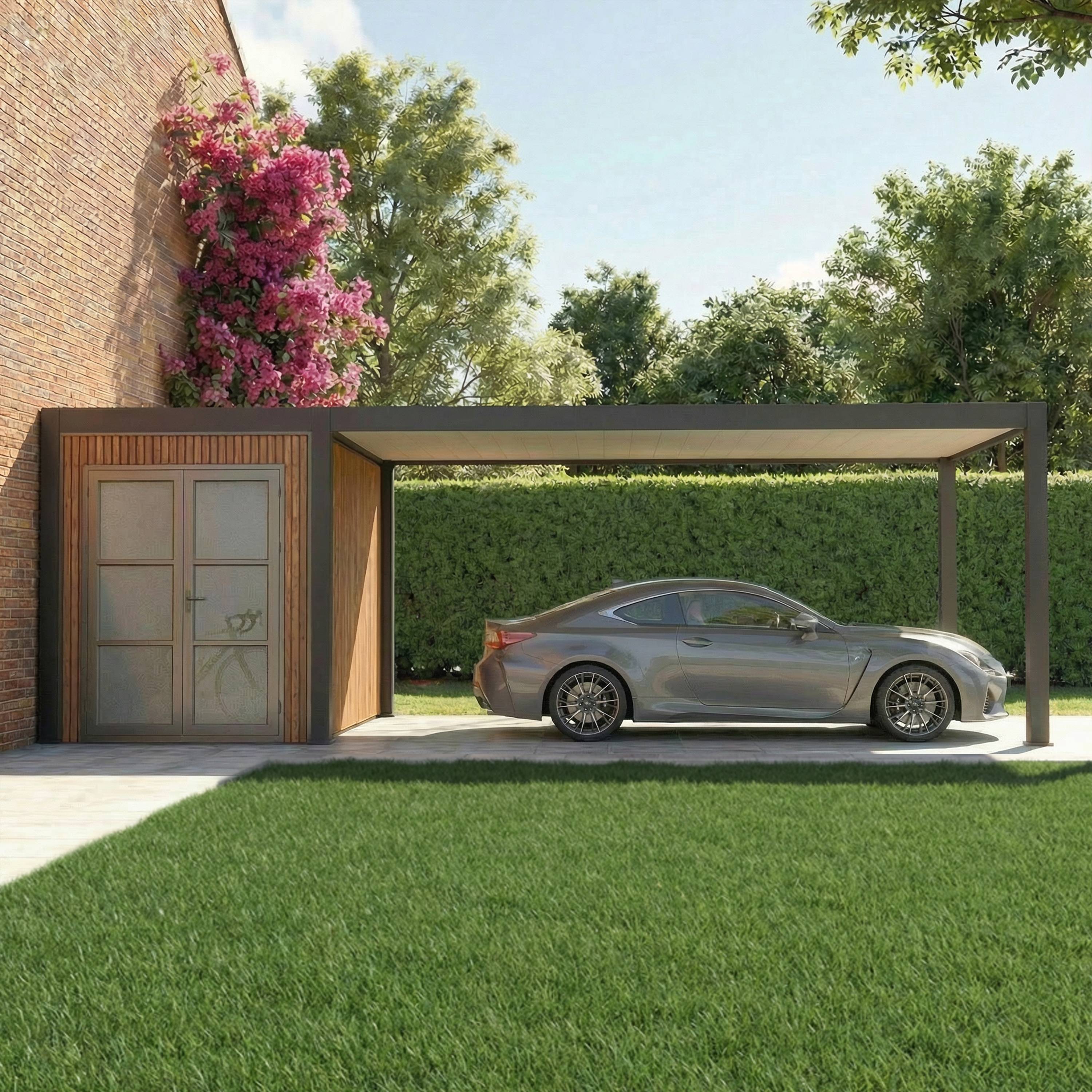 Carport Aluminium DENVER Abri de Jardin Composite Inclus - 330 x 760 cm - 24,94 m² / local 5 m² - 1 Voiture - Image 2