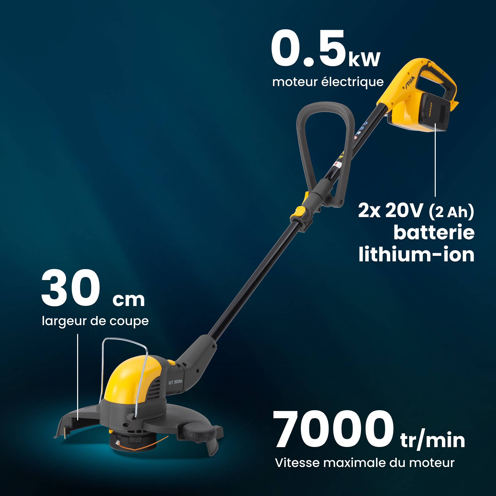 Stiga - Kit coupe-bordures GT 300e sans fil, 20V 2Ah, tête rotative, 2 batteries incluses - STIGA - Image 6