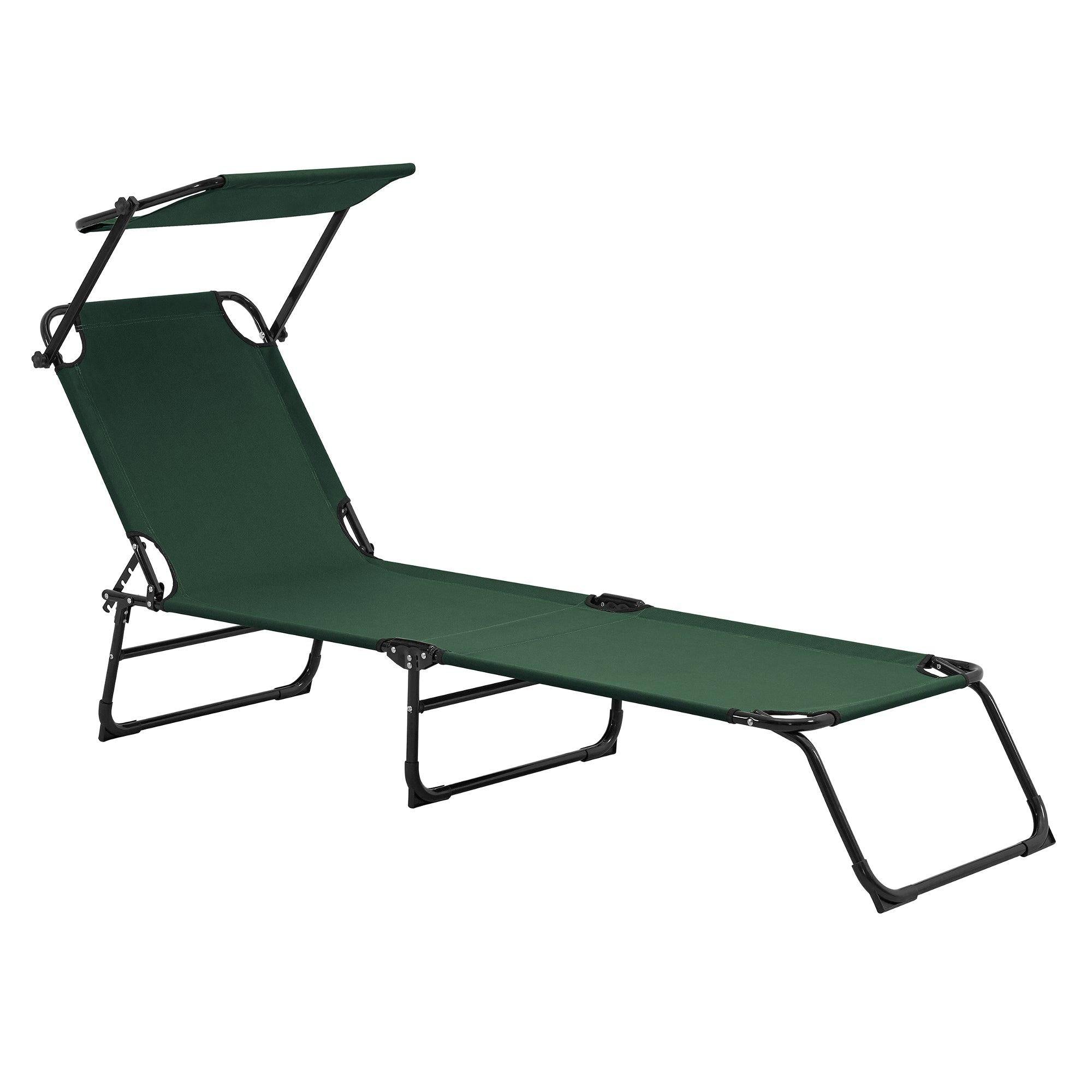 Helloshop26 - Bain de soleil transat chaise longue pliable avec pare-soleil acier pvc polyester 187 cm gris clair - Image 1
