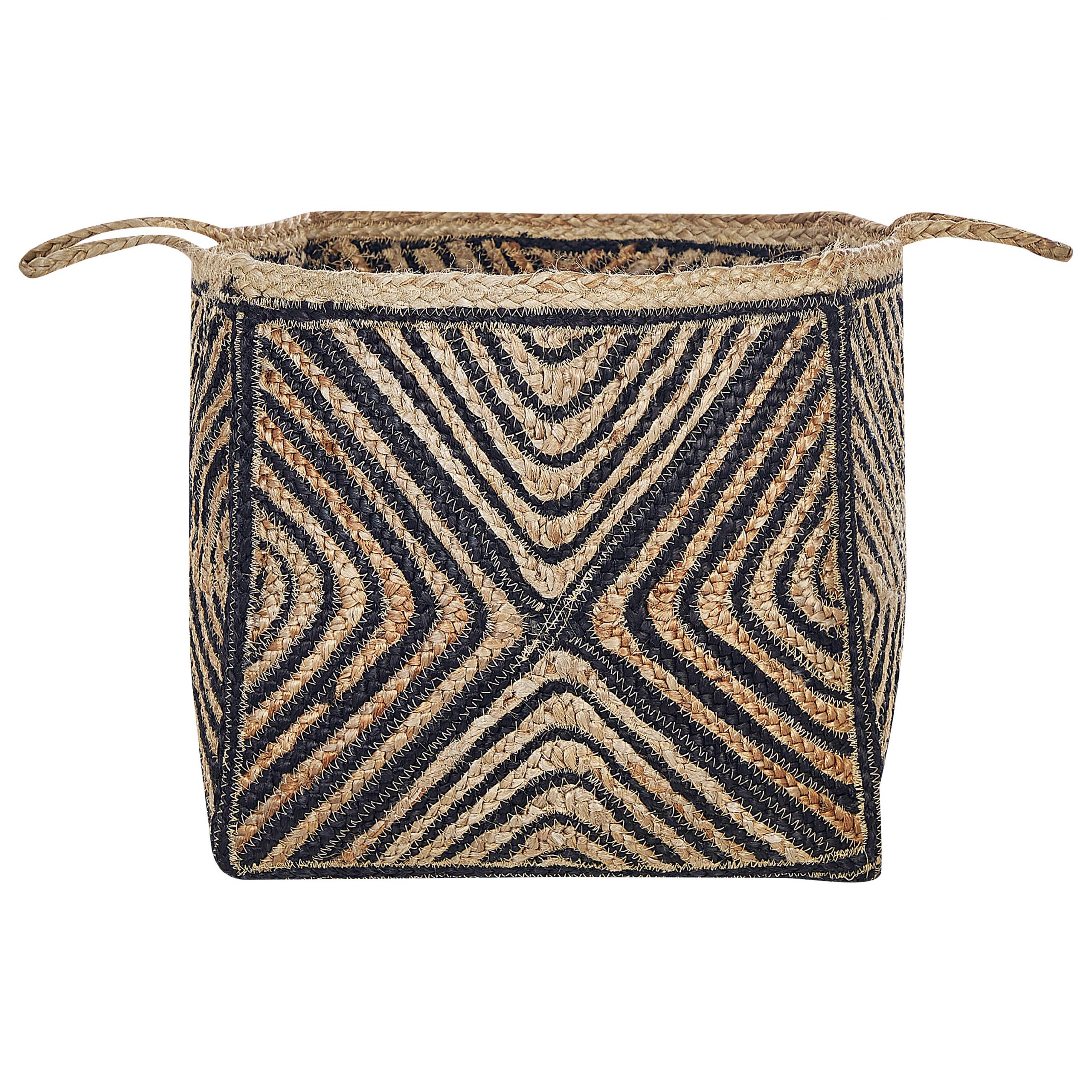Beliani - Panier Naturel et Noir en Jute 40 x 40 cm Corbeille à Linge Faite Main Tressée Rangement pour Intérieur Accessoire Rangement - Image 1