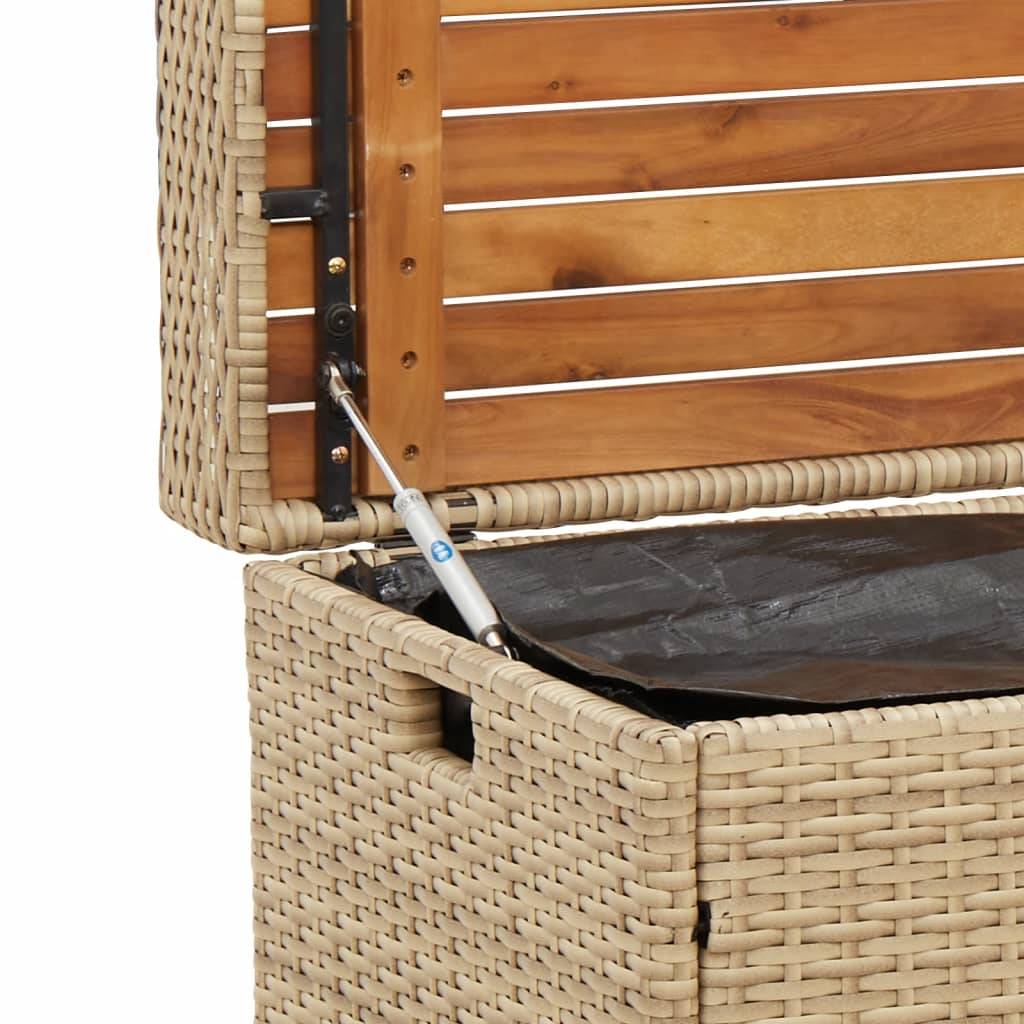 ComfortXL - Banc Coffre Rangement Mixte Résine Tressée Bois Acacia Terrasse Beige 100cm – ComfortXL Outdoor Living - Image 8