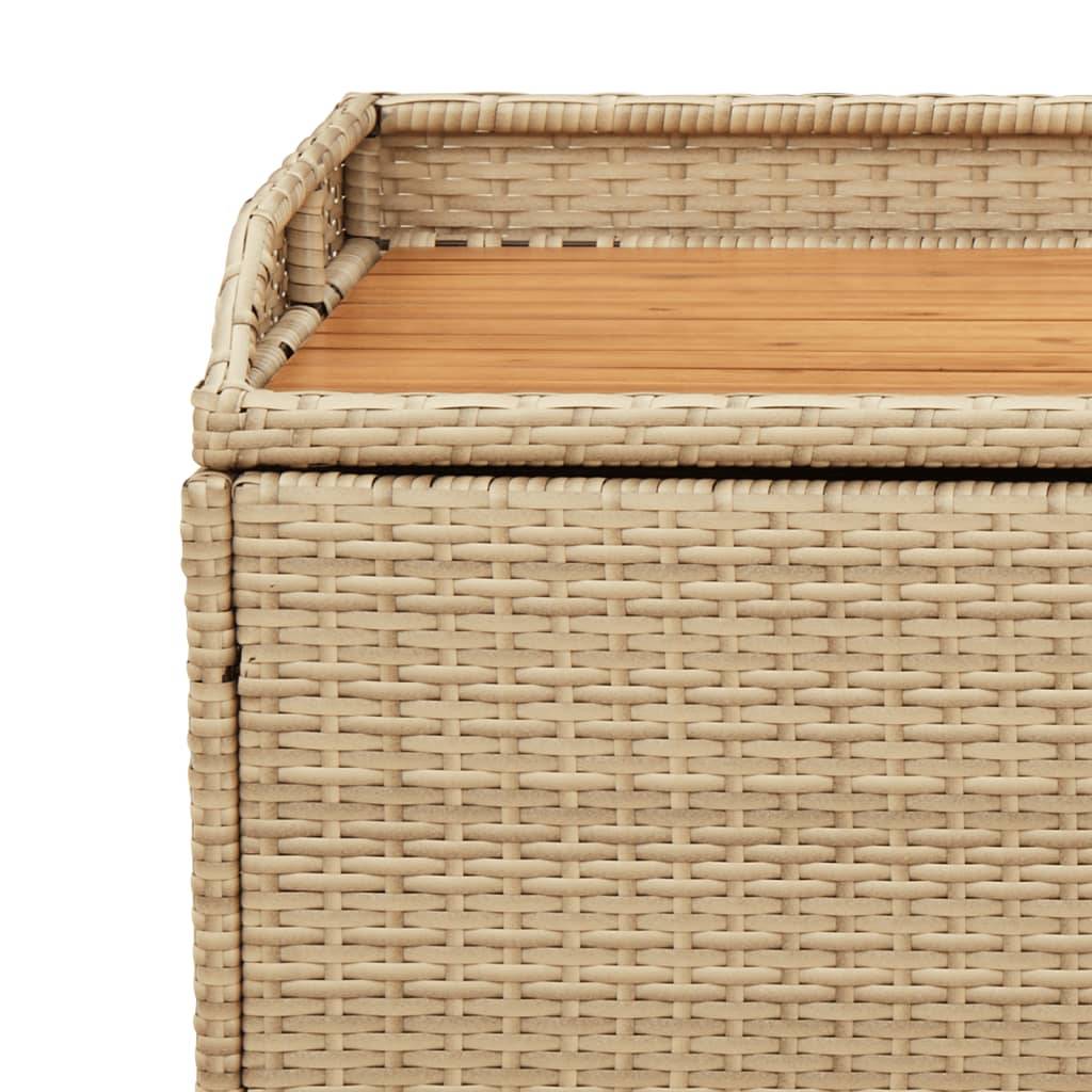 ComfortXL - Banc Coffre Rangement Mixte Résine Tressée Bois Acacia Terrasse Beige 100cm – ComfortXL Outdoor Living - Image 9