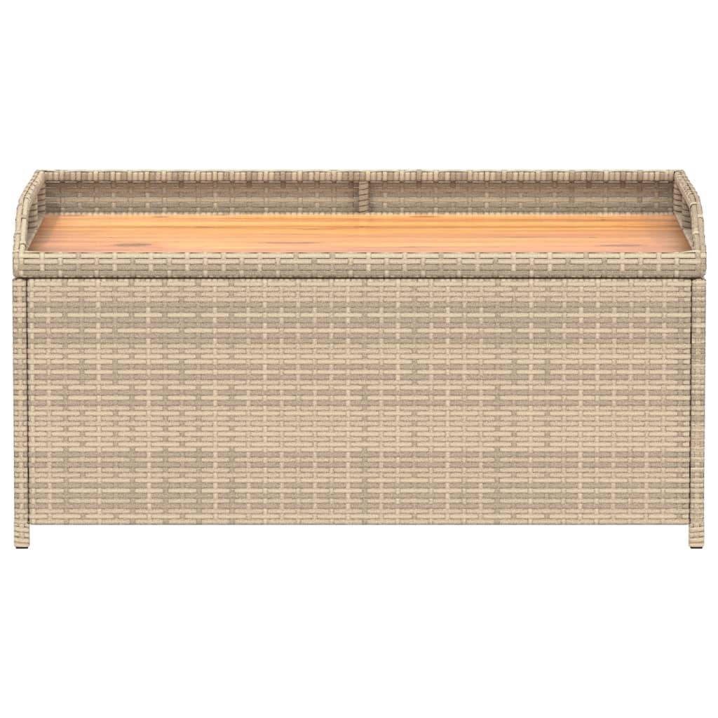 ComfortXL - Banc Coffre Rangement Mixte Résine Tressée Bois Acacia Terrasse Beige 100cm – ComfortXL Outdoor Living - Image 4