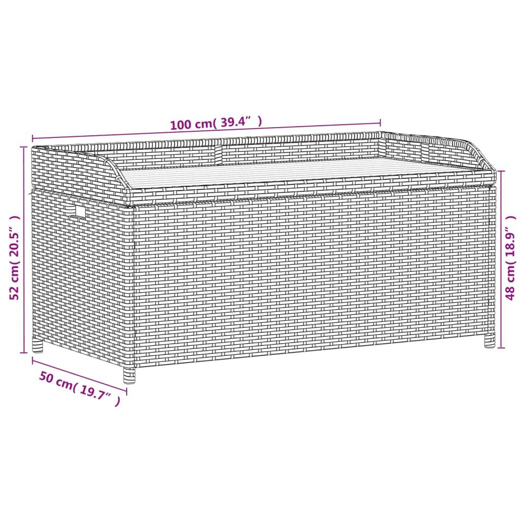 ComfortXL - Banc Coffre Rangement Mixte Résine Tressée Bois Acacia Terrasse Beige 100cm – ComfortXL Outdoor Living - Image 6