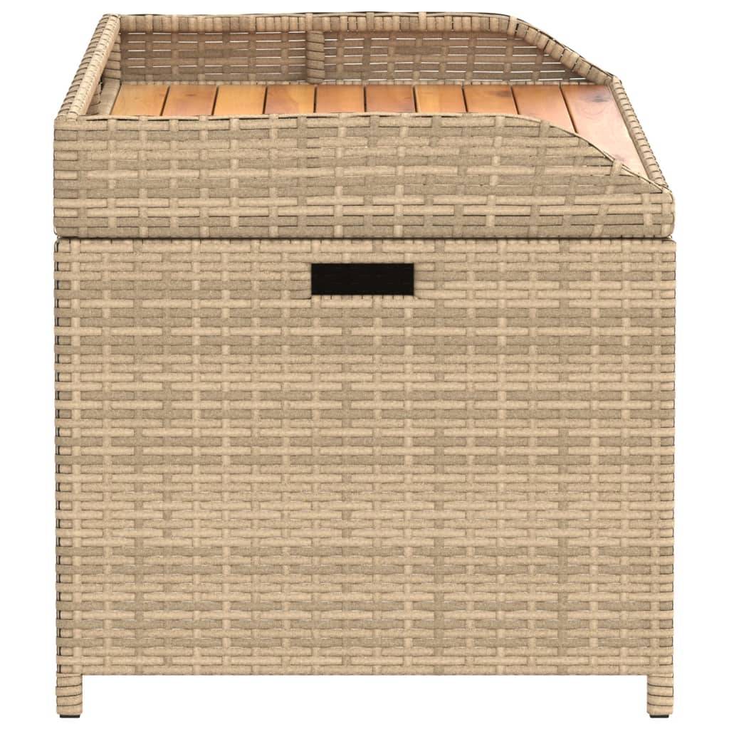 ComfortXL - Banc Coffre Rangement Mixte Résine Tressée Bois Acacia Terrasse Beige 100cm – ComfortXL Outdoor Living - Image 5