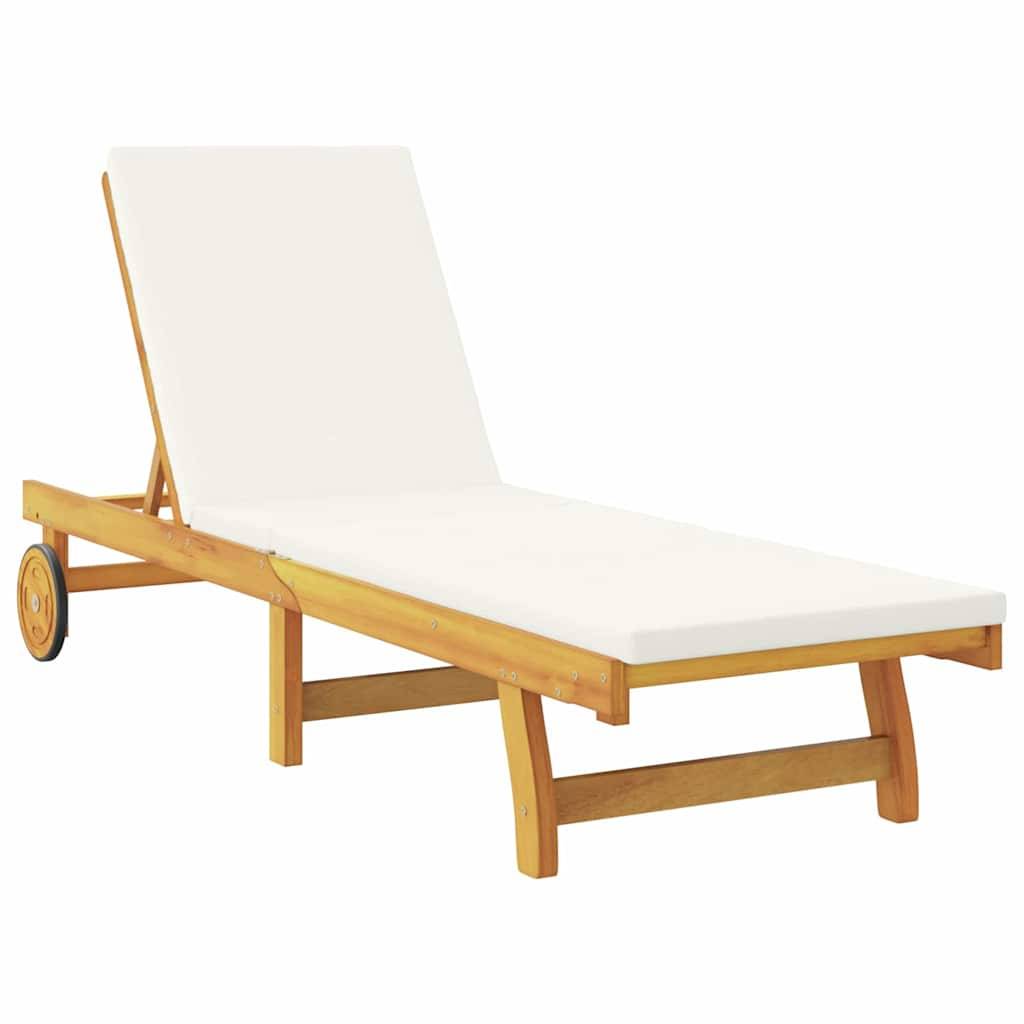 Vidaxl - Transat avec coussin Blanc crème Bois d'Acacia Massif vidaXL 3407699 - Image 5