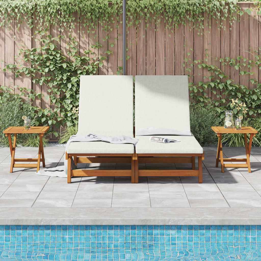 Vidaxl - Transat avec coussin Blanc crème Bois d'Acacia Massif vidaXL 3407699 - Image 4