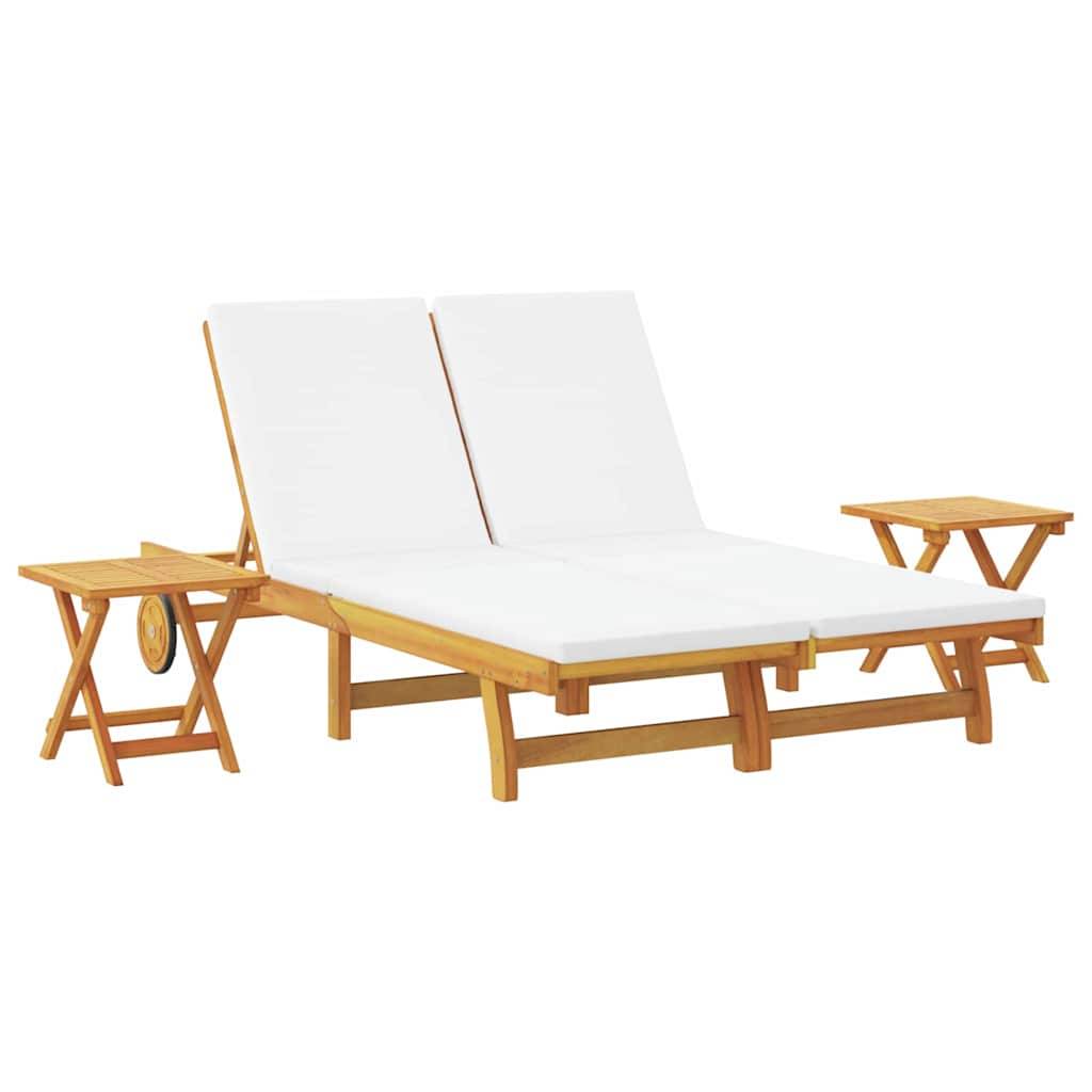 Vidaxl - Transat avec coussin Blanc crème Bois d'Acacia Massif vidaXL 3407699 - Image 2