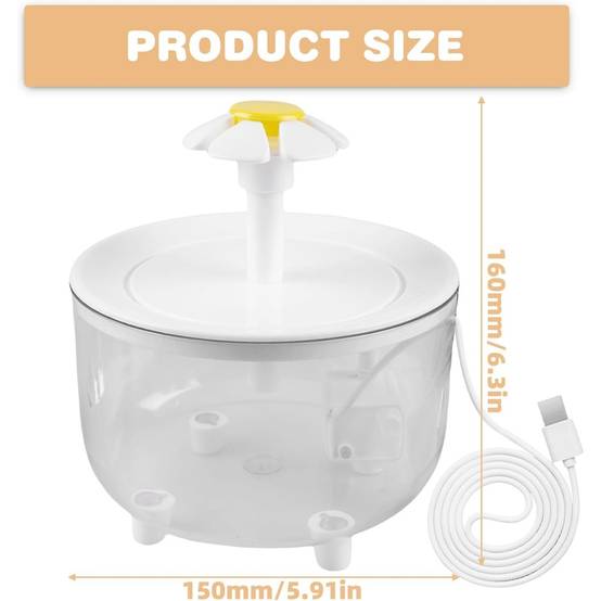 Fontaine à eau pour chat 1,5L - Silencieuse USB - Arrêt automatique - Filtration intégrée - Living123 - Image 2
