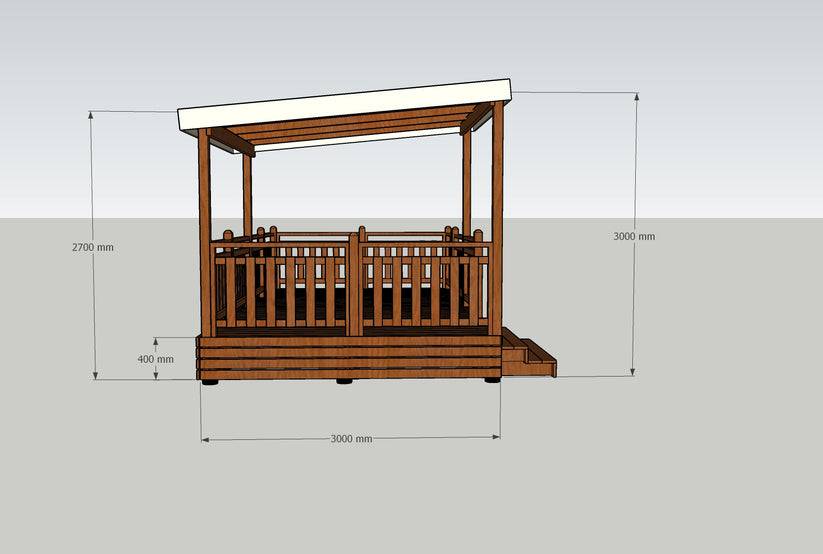 TERRASSE AUTOPORTEE 6M X 3M avec PERGOLA 3MX3M - Image 3