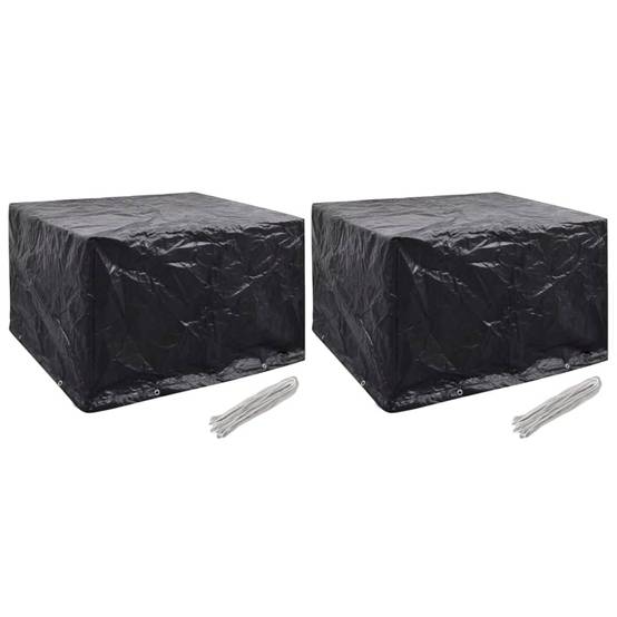 Lot de 2 Housses Carrées PE Imperméable pour Table et Chaises de Jardin Noir 135x135x90 cm – ComfortXL Outdoor Living - Image 1