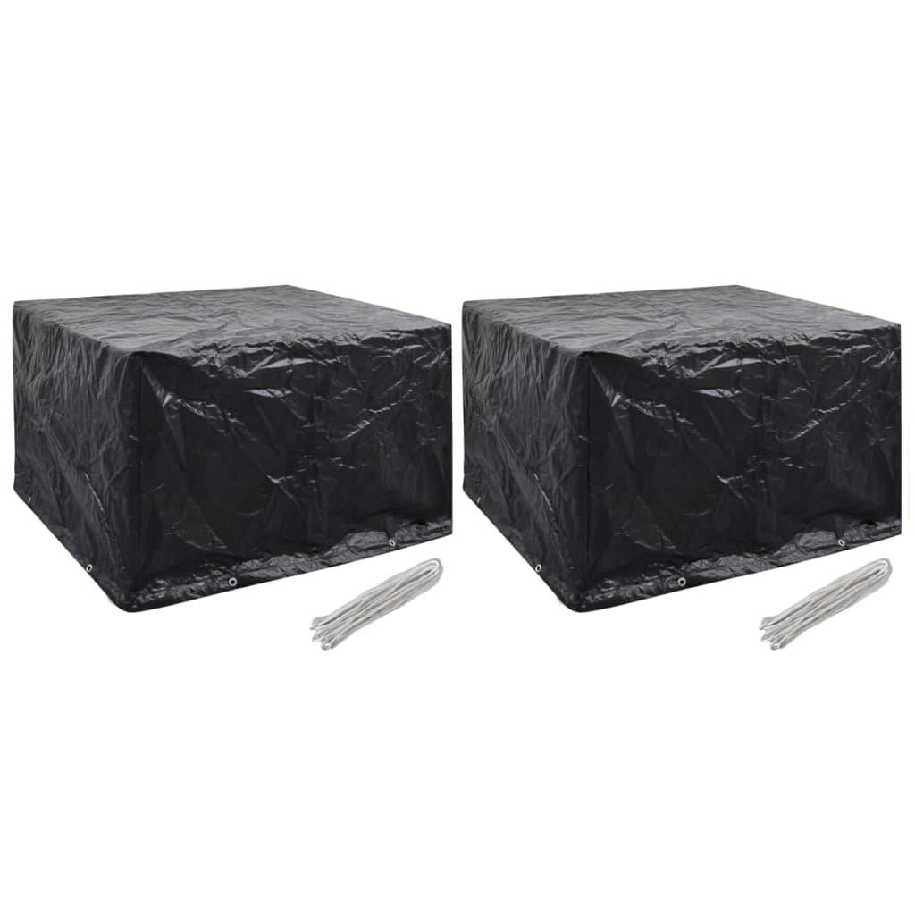 Lot de 2 Housses Carrées PE Imperméable pour Table et Chaises de Jardin Noir 135x135x90 cm – ComfortXL Outdoor Living - Image 1