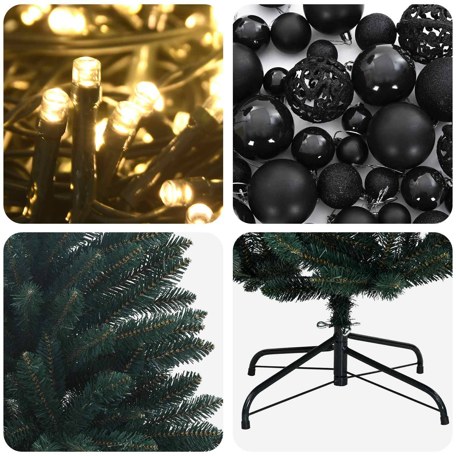 Vidaxl - Sapin de Noël artificiel vert foncé avec boules 180 cm 300 LED vidaXL 3466462 - Image 8