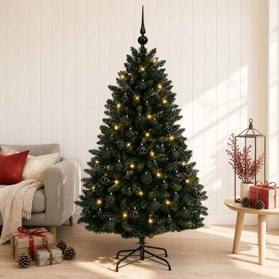 Vidaxl - Sapin de Noël artificiel vert foncé avec boules 180 cm 300 LED vidaXL 3466462 - Image 1