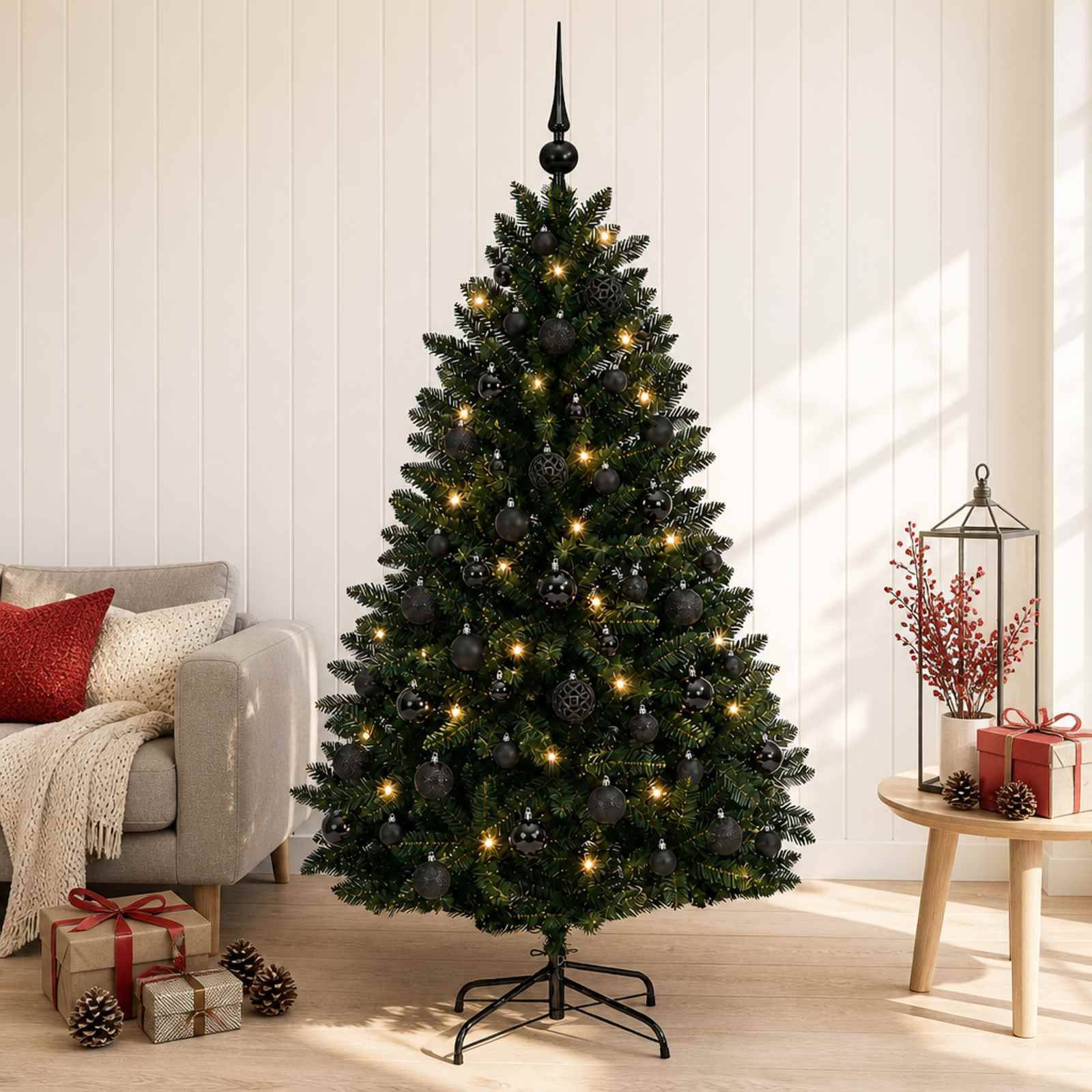 Vidaxl - Sapin de Noël artificiel vert foncé avec boules 180 cm 300 LED vidaXL 3466462 - Image 1