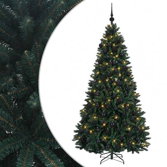 Vidaxl - Sapin de Noël artificiel vert foncé avec boules 180 cm 300 LED vidaXL 3466462 - Image 2