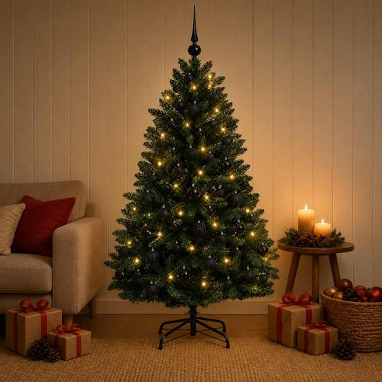 Vidaxl - Sapin de Noël artificiel vert foncé avec boules 180 cm 300 LED vidaXL 3466462 - Image 4