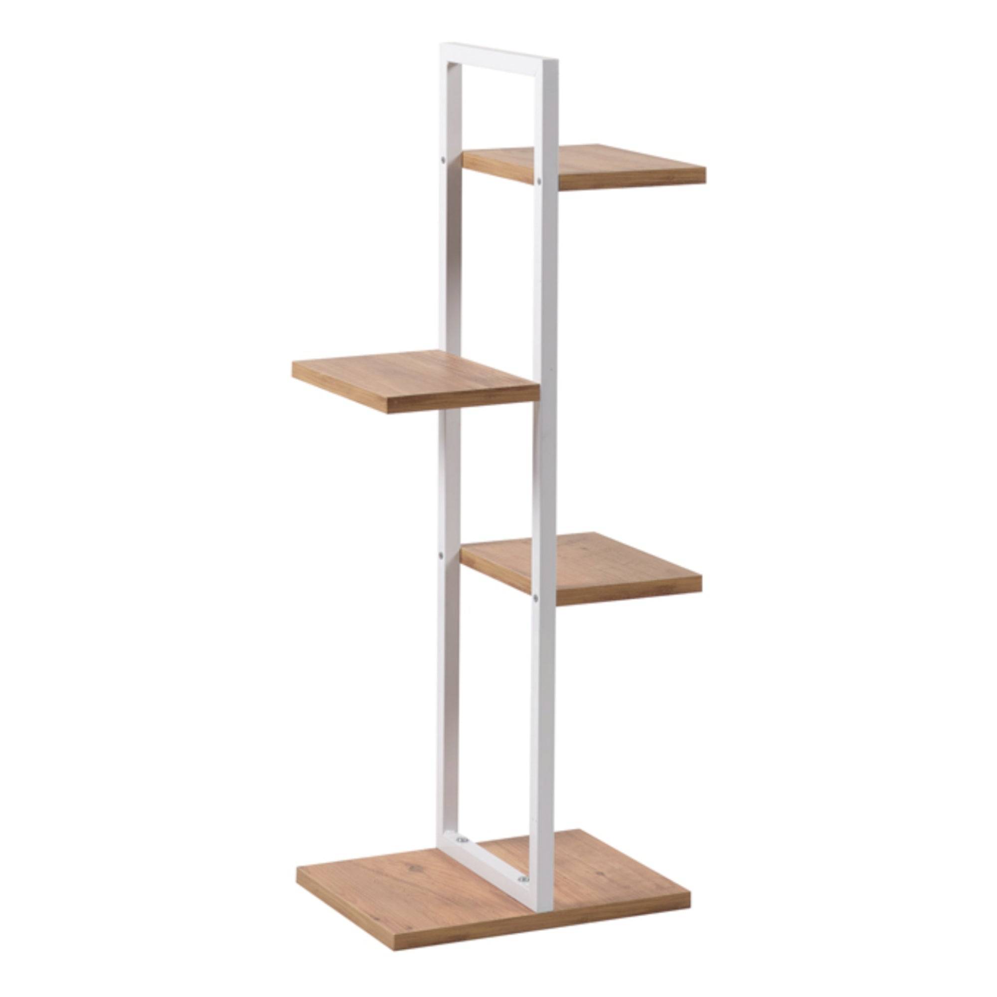 Helloshop26 - Support de plantes à 3 niveaux 90 x 35 x 26 cm effet noyer / blanc - Image 1
