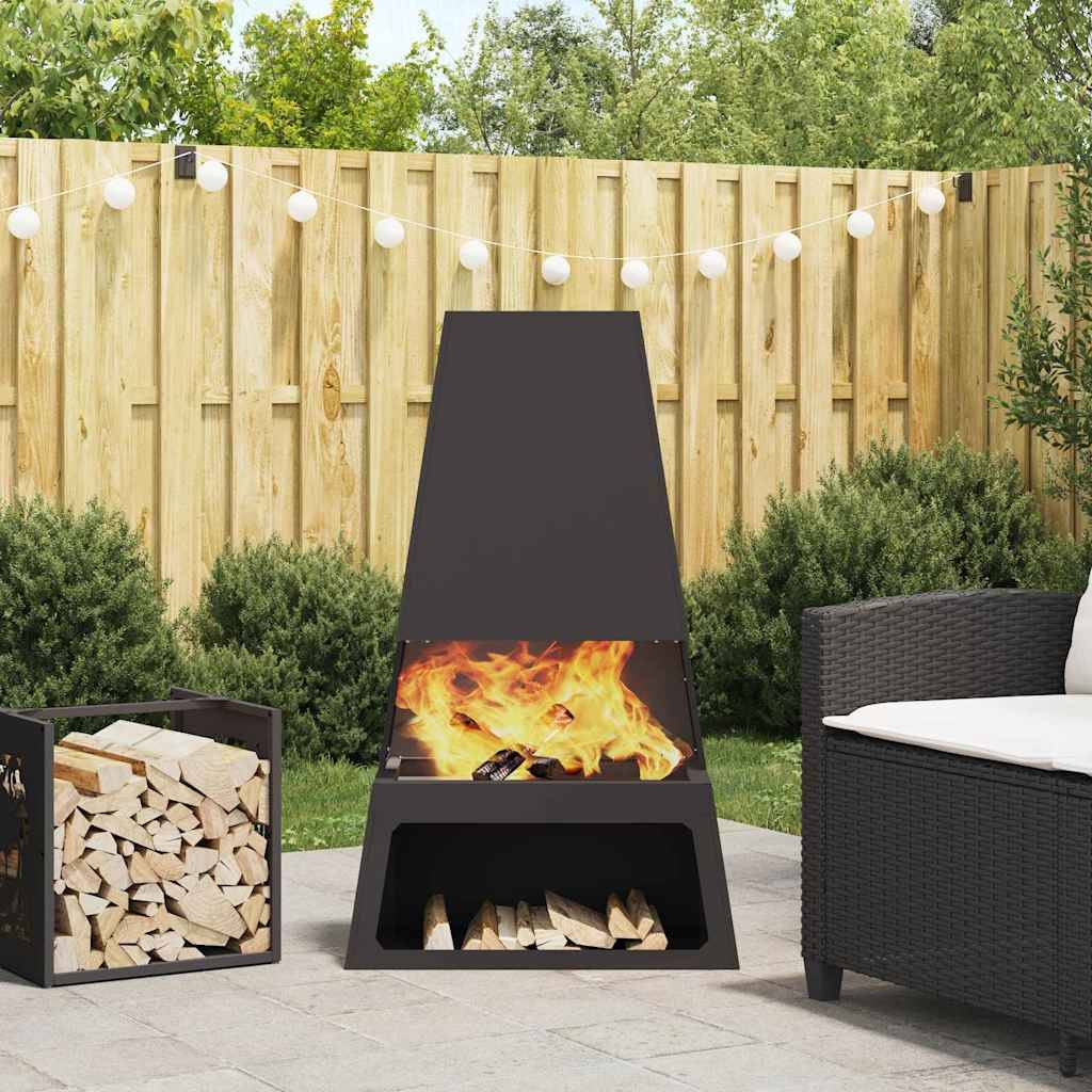 Cheminée mexicaine design 100cm en acier pour jardin Noir – ComfortXL Outdoor Living - Image 1