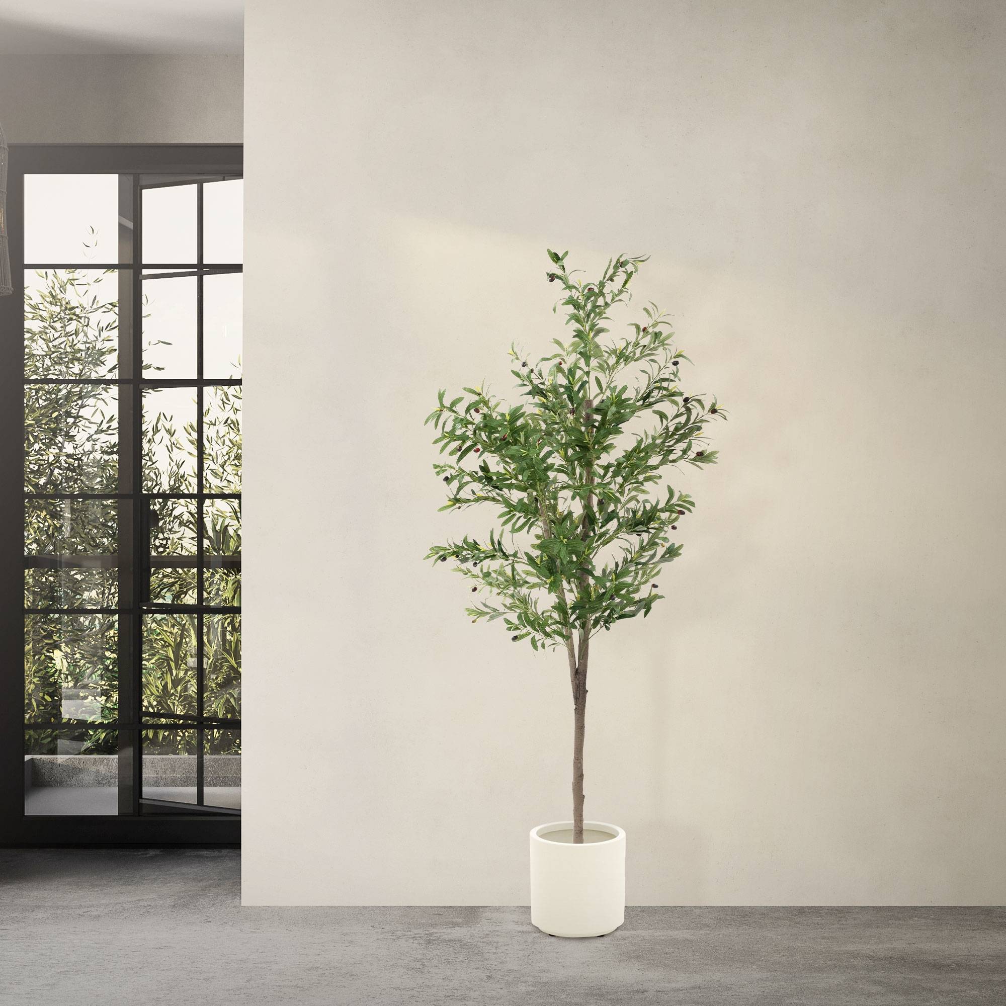 Olivier Artificiel HAUSPROFI 180 Cm - Plante Artificielle Réaliste Pour Intérieur/Extérieur - Décoration Maison, Bureau, Jardin - Sans Entretien Plante Décorative Bureau Salon