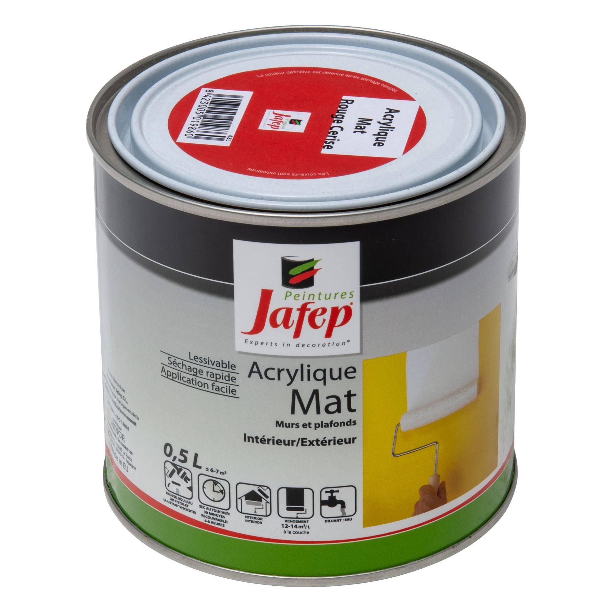 Peinture acrylique mat rouge cerise Jafep  0,5L - Image 1