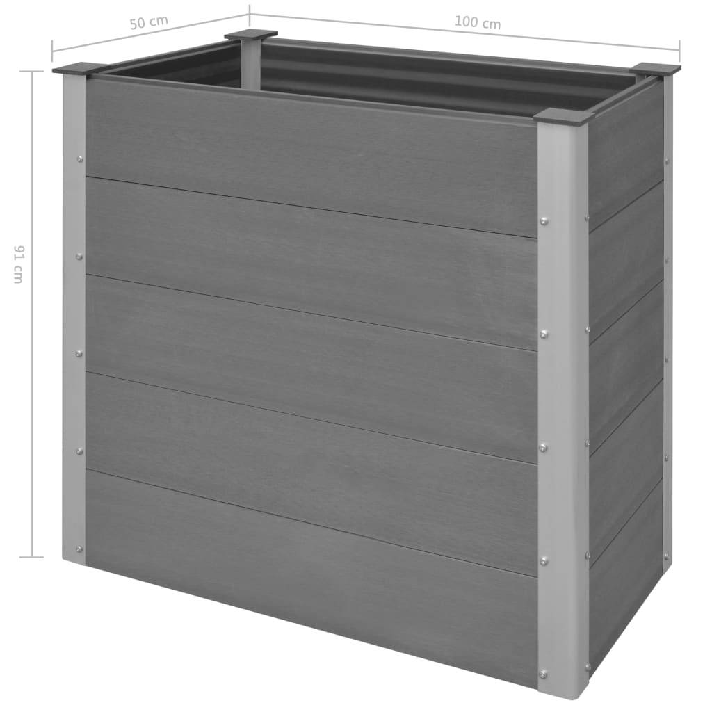Jardinière lit surélevé plantes fleurs jardin WPC 100 x 50 x 91 cm gris - Image 5