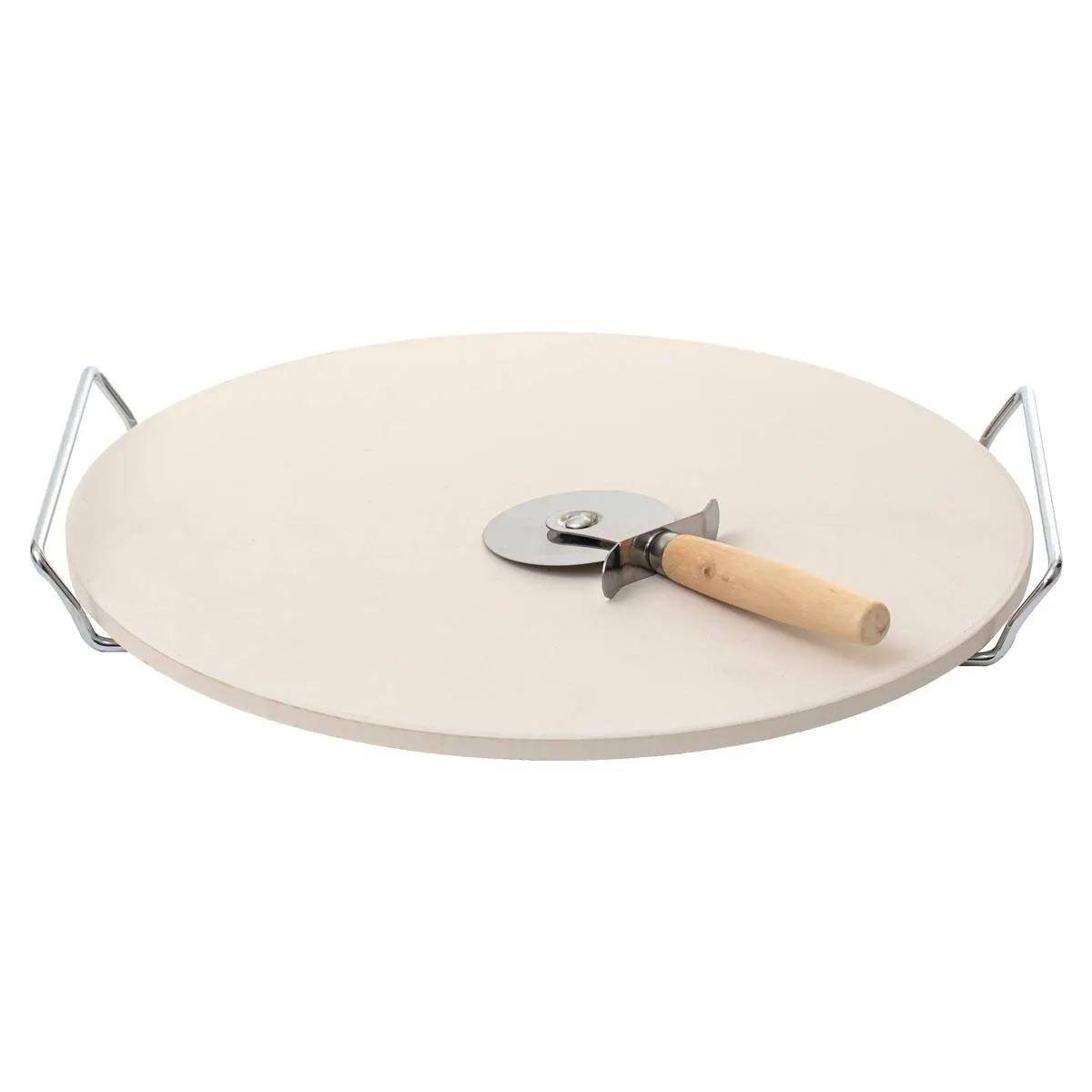 Neka - Pierre à Pizza & Roulette "Grille" 35cm Argent