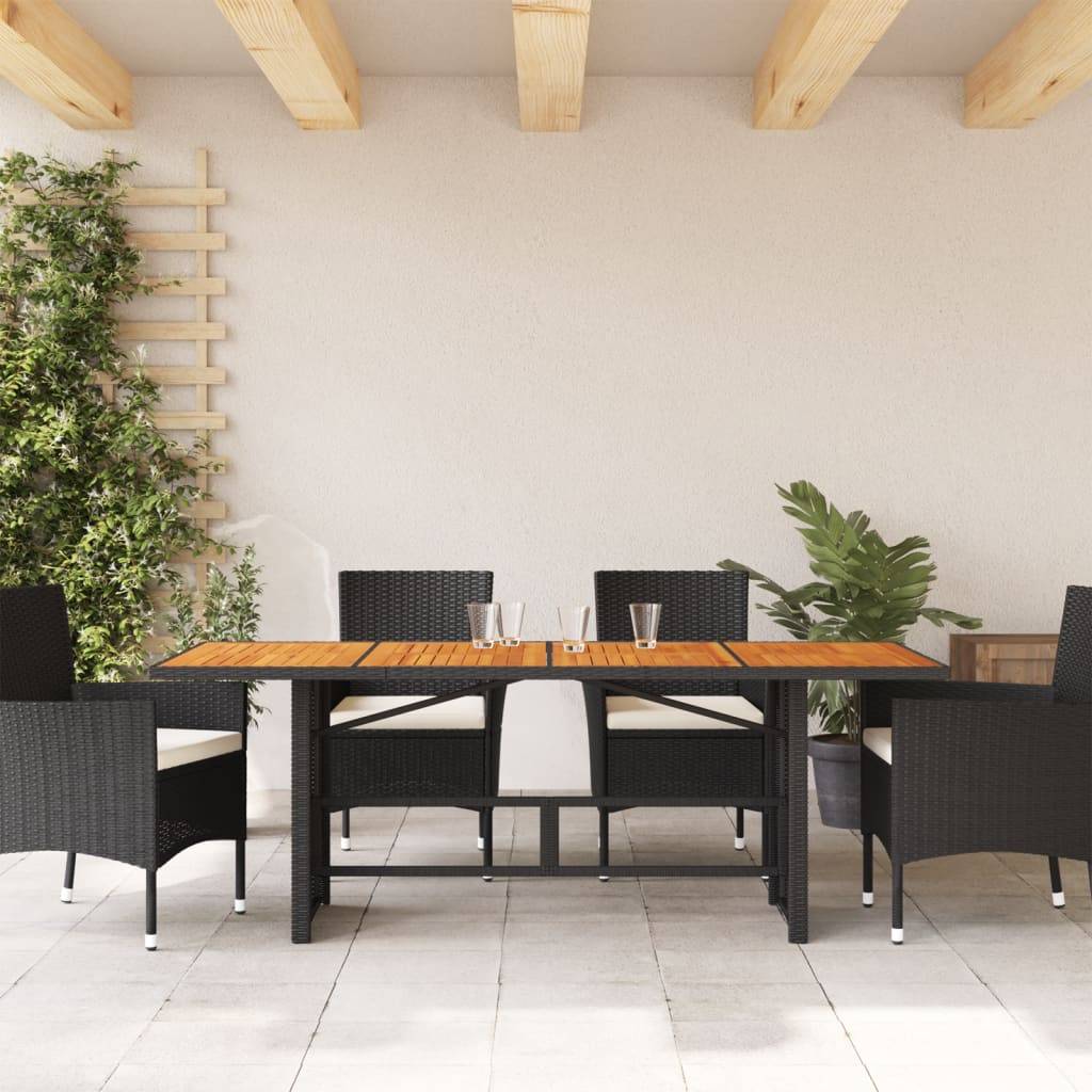 PANGIVO - Table de jardin résine tressée et bois d'acacia noir 190 x 80 x 74 cm - PANGIVO - Image 3