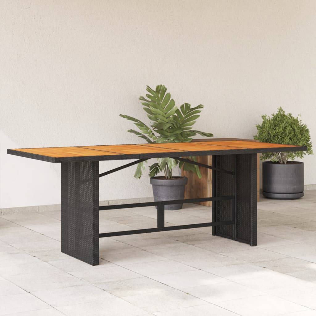 PANGIVO - Table de jardin résine tressée et bois d'acacia noir 190 x 80 x 74 cm - PANGIVO - Image 1