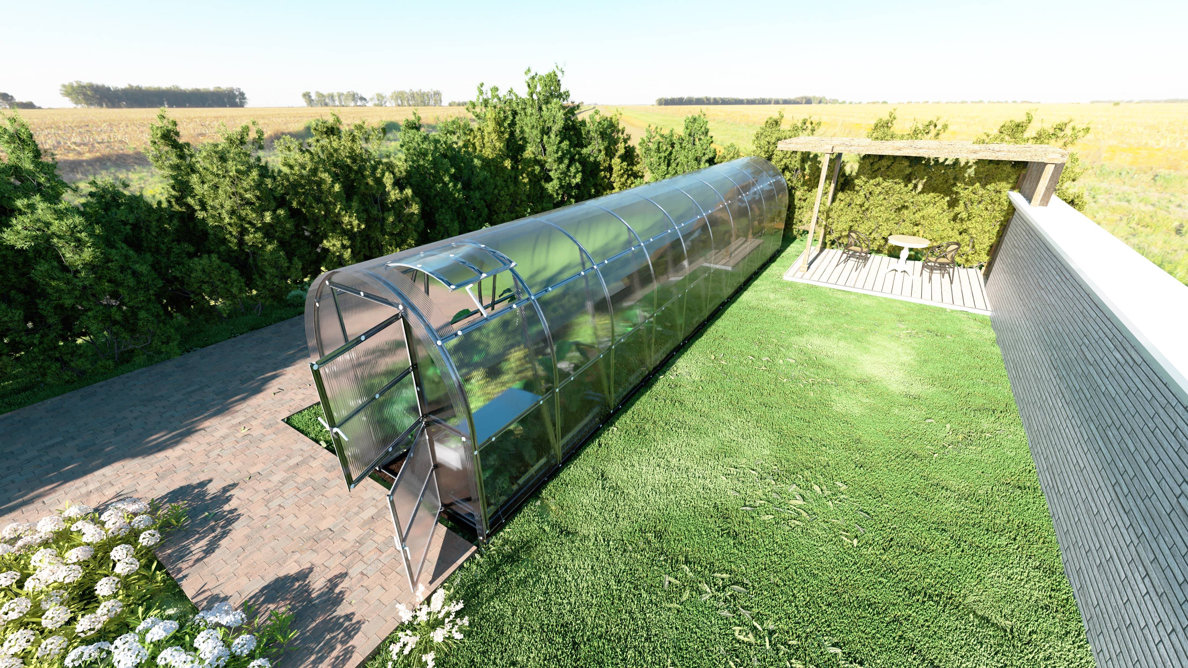 Serre KLASIKA SLIM 2 x 12 m (24 m²) , 6 mm avec revêtement en polycarbonate - Image 1