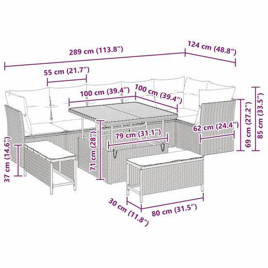 Mobilier Jardin Modulable 9 Pièces Polyrotin Avec Bancs Longs & Coffres Étanches Noir – ComfortXL Outdoor Living - Image 5