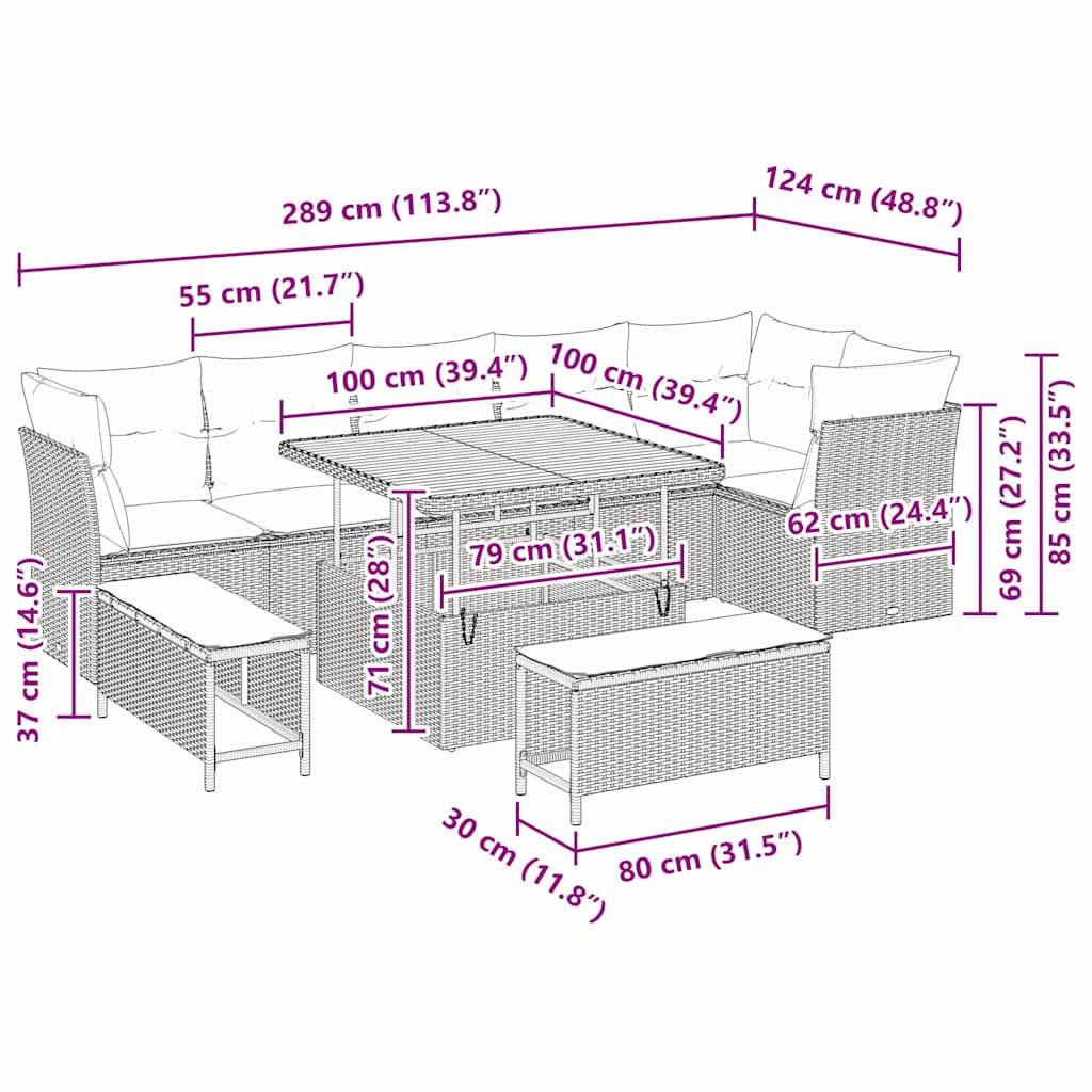 Mobilier Jardin Modulable 9 Pièces Polyrotin Avec Bancs Longs & Coffres Étanches Noir – ComfortXL Outdoor Living - Image 5